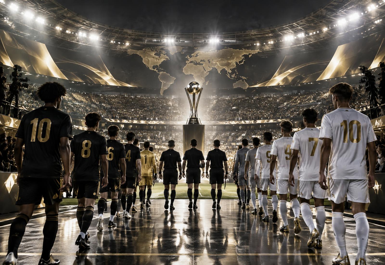 Qualified youth teams entering an international championship stadium